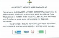 CONVITE A TODA POPULAÇÃO DE COSTA MARQUES/RO